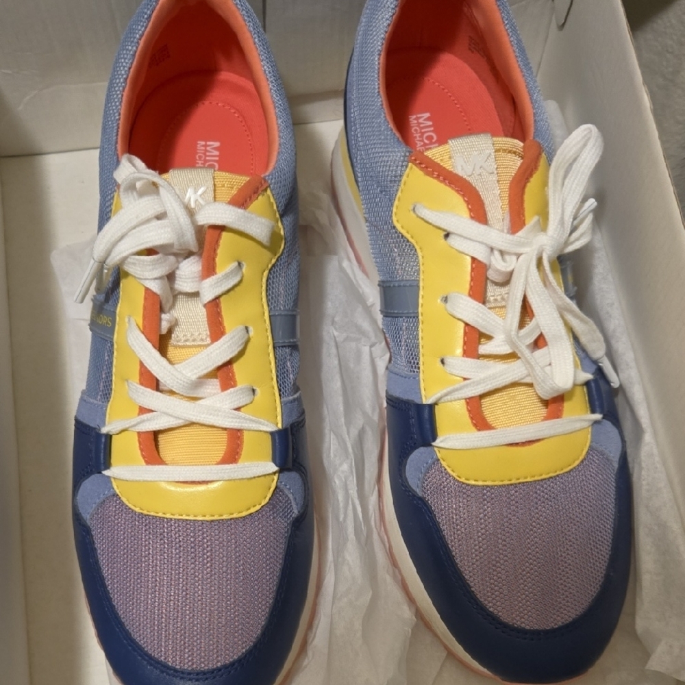 Michael Kors Blue and Yellow Sneakers Retro Style